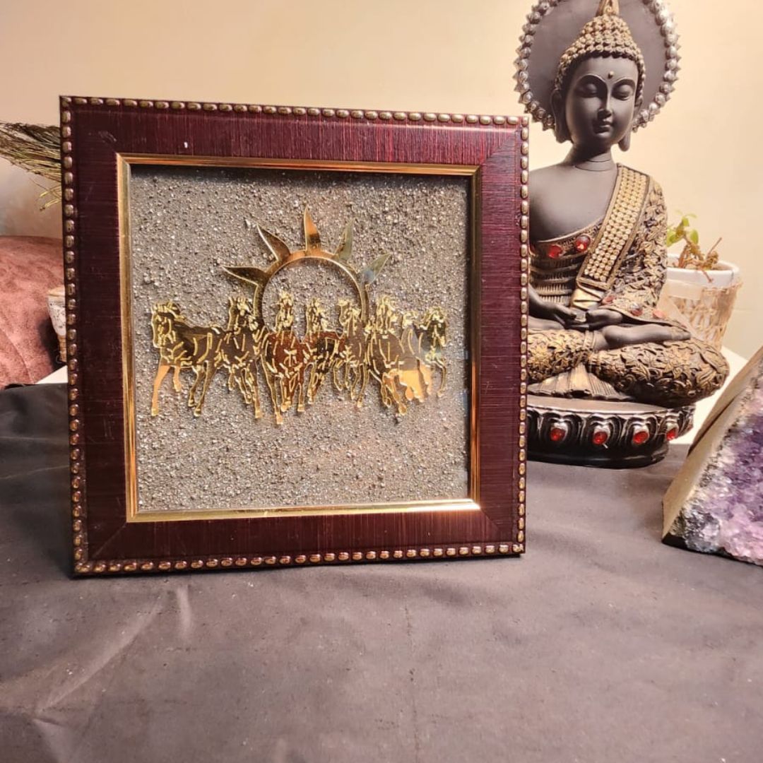7 Horses Pyrite Frame with Rising Sun - Image 2