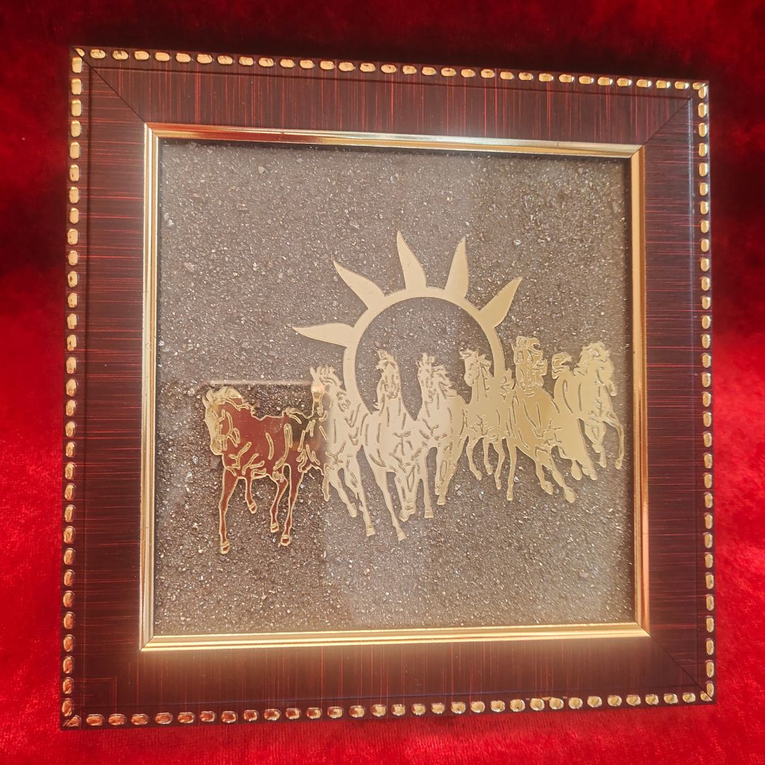7 Horses Pyrite Frame with Rising Sun