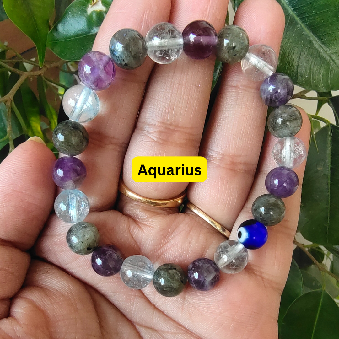Aquarius Zodiac Crystal Bracelet